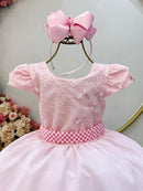 Vestido Infantil Rosa Claro Busto Renda Formatura Festas