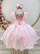 Vestido Infantil Rosa Claro Busto Renda Formatura Festas