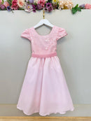Vestido Infantil Rosa Claro Busto Renda Formatura Festas