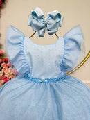 Vestido Infantil Princesas Frozen Anna e Elsa Azul Festas