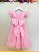 Vestido Infantil Rosa Jardim das Borboletas C/ Glitter Festas