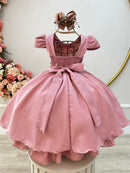 Vestido Infantil Rose Busto Nervura Festas Daminhas