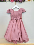 Vestido Infantil Rose Busto Nervura Festas Daminhas