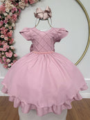 Vestido Infantil Rose C/ Busto Nervura Festas Daminhas