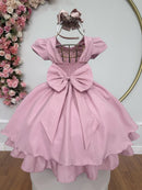 Vestido Infantil Rose C/ Busto Nervura Festas Daminhas