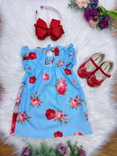 Vestido Infantil Trapézio da Branca de Neve Manga Flu-Flu