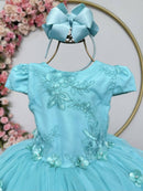 Vestido Infantil Verde Jardim Encantado Renda Metalizada