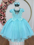 Vestido Infantil Verde Jardim Encantado Renda Metalizada