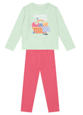 Conjunto Infantil menina de Blusão Moletom e Calça Legging Molecotton Brandili lettering com flores