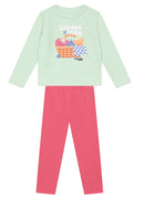 Conjunto Infantil menina de Blusão Moletom e Calça Legging Molecotton Brandili lettering com flores
