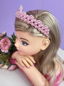 Coroa Infantil Princesa de Pérolas e Strass Luxo Cores