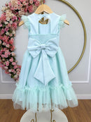 Vestido Infantil Verde Agua Jardim Encantado Apliques Festas