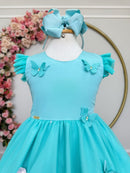 Vestido Infantil Verde Menta Jardim Encantado Apliques Festas
