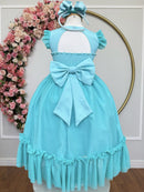 Vestido Infantil Verde Menta Jardim Encantado Apliques Festas