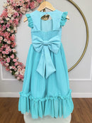 Vestido Infantil Verde Menta Jardim Encantado Apliques Festas