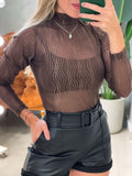 Body em Tule Manga Longa Ondas Mirela Ref. 1525