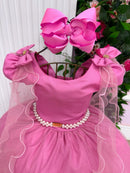Vestido Banana Club Longo Diamante Rosa Chiclete