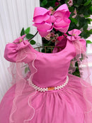 Vestido Banana Club Longo Diamante Rosa Chiclete