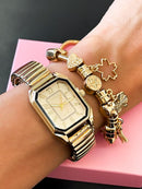 Relógio Feminino Quadrado Analógico com Pulseira Berloque Marilia Ref. 542