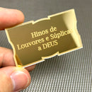 3 Plaquinhas hinário bíblia acrílico espelhado dourado