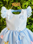 Vestido Bebê Azul Claro Jardim Encantado Luxo