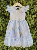 Vestido Bebê Azul Claro Jardim Encantado Luxo