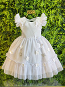 Vestido Bebê Branco Jardim Encantado Luxo