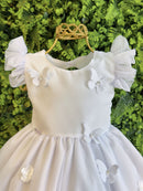 Vestido Bebê Branco Jardim Encantado Luxo