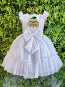 Vestido Bebê Branco Jardim Encantado Luxo