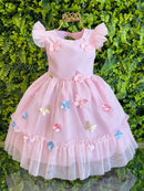 Vestido Bebê Rosa Claro Jardim Encantado Luxo