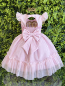 Vestido Bebê Rosa Claro Jardim Encantado Luxo