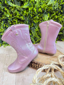 Bota infantil Boiadeira Texana Rose Metalizado Com Zíper e Salto