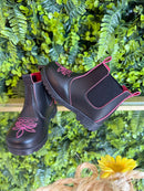 Botinha Infantil Jequinha Junina Caipira Preta Pink Bordada