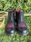 Botinha Infantil Jequinha Junina Caipira Preta Pink Bordada
