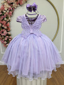Vestido Infantil Jardim Encantado Com Renda Lilás Festas