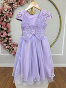 Vestido Infantil Jardim Encantado Com Renda Lilás Festas