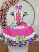 Vestido Infantil Junino Caipira Arraiá Colorido