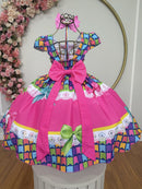 Vestido Infantil Junino Caipira Arraiá Colorido