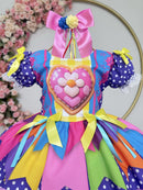 Vestido Infantil Junino Caipira Arraiá Festas Rosa e Azul
