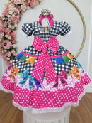 Vestido Infantil Junino Caipira Arraiá Preto Xadrez Colorido