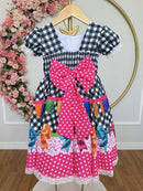 Vestido Infantil Junino Caipira Arraiá Preto Xadrez Colorido