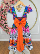 Vestido Infantil Junino Caipira Arraiá São João Xadrez Colorido