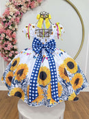 Vestido Infantil Junino Caipira Festa São João Branco Girassol