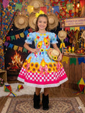 Vestido Marie Junino Luxo Quadrilha das Estrelas Azul