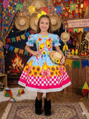 Vestido Marie Junino Luxo Quadrilha das Estrelas Azul