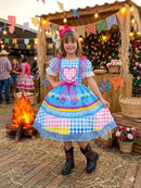 Vestido Marie Junino Luxo Quermesse do Amor Azul