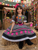 Vestido Marie Junino Luxo Arraia do Amor Preto