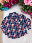 Camisa Flanelada Xadrez Junina Jacson Azul