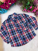 Camisa Flanelada Xadrez Junina Jacson Azul