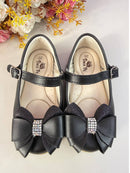 Sapatinho Infantil Preto Fosco C/ Aplique de Lacinho Strass